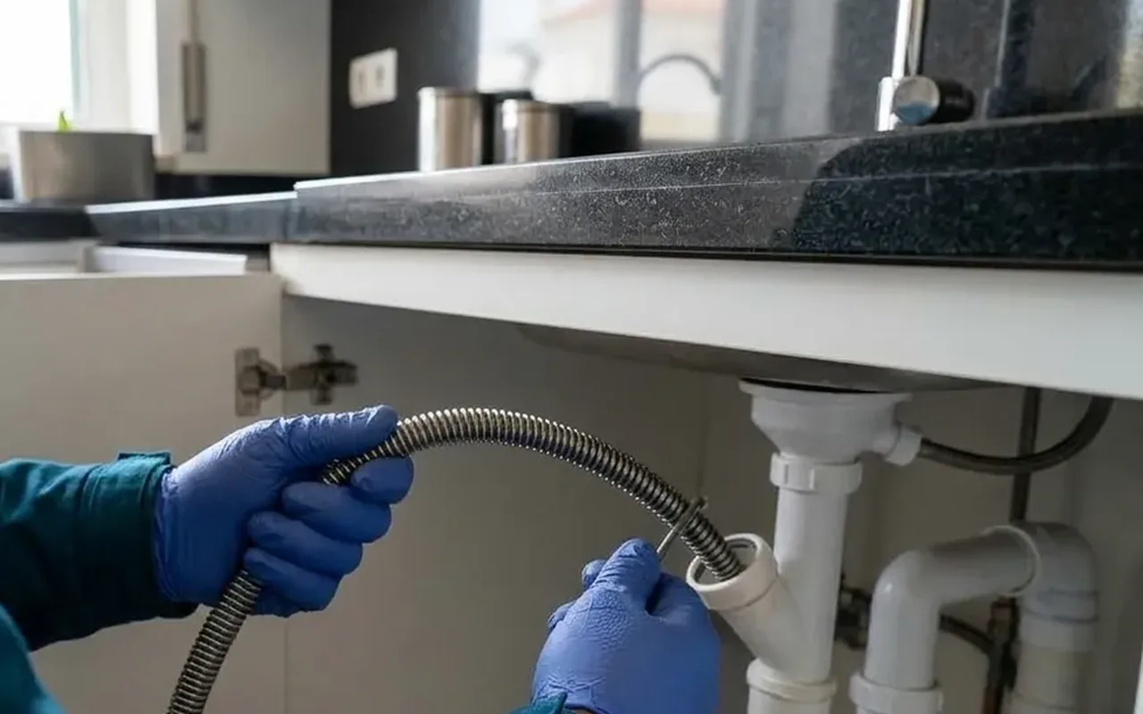 Desentupimento da rede da cozinha com sonda flexível